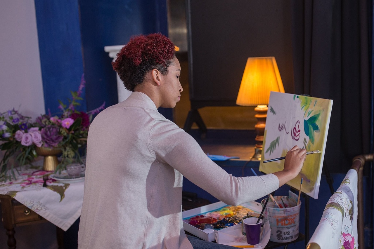 Artist creating live art at an event